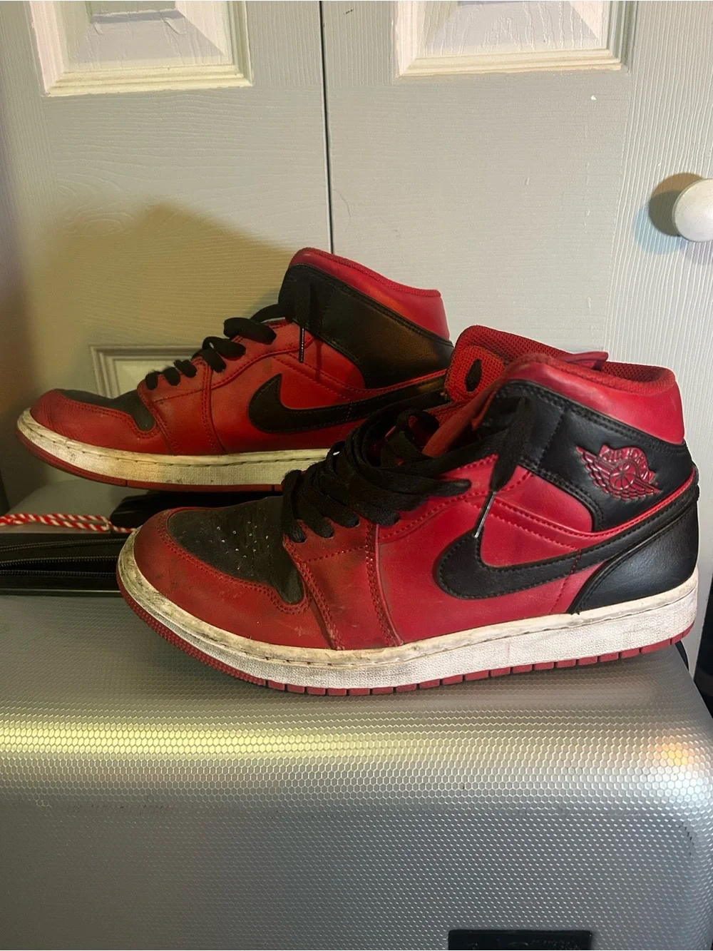 Jordan Men's Red and Black High-Top Basketball Sneakers